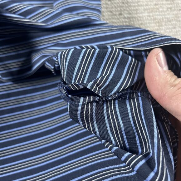 Footjoy Golf Polo Shirt Men’s Large Blue Striped Donald Ross Course Embroidered - Picture 10 of 11